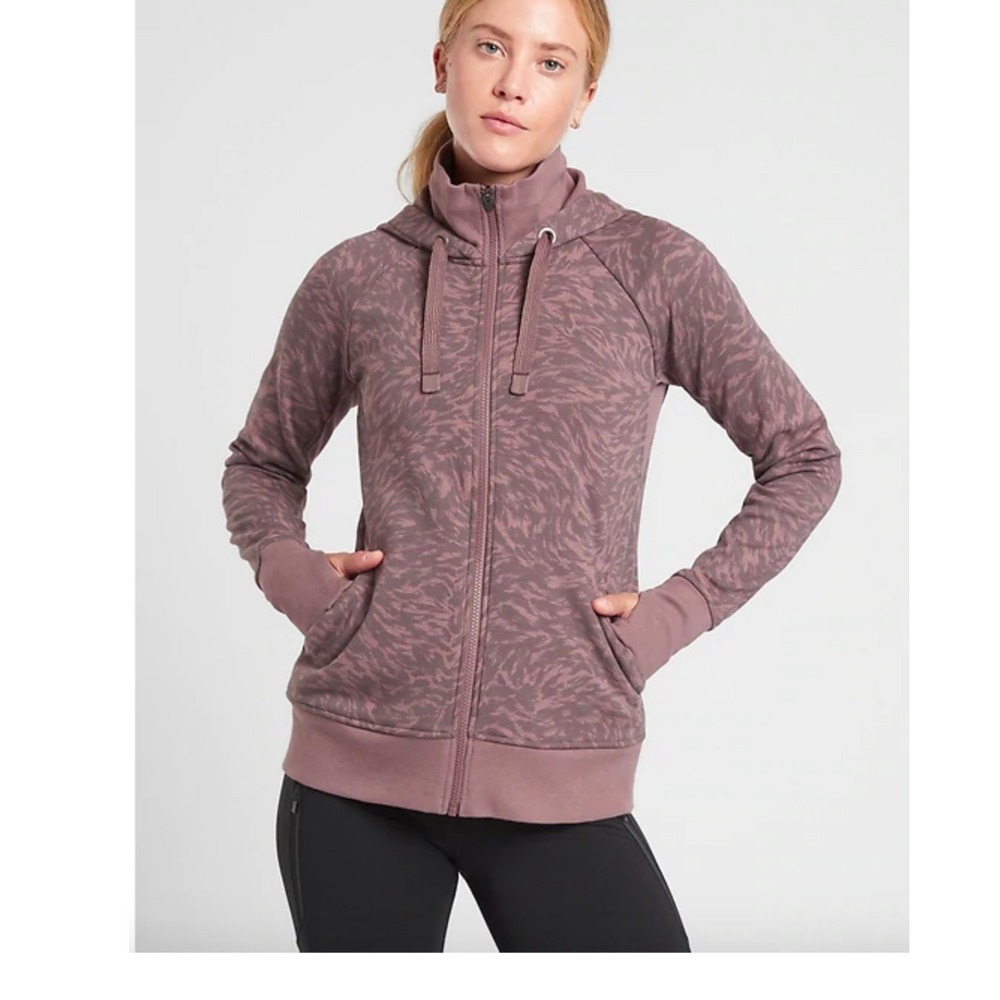 Athleta Size Small Triumph Full Zip Hoodie Smoked Mauve Pink Athleisure‎ Cozy